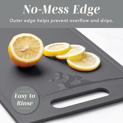 COOK WITH COLOR Non-Slip Cutting Board Set – Kitchen Essentials with Easy Grip Handle for Meat, Veggies, and Fruits, 4 Cutting Boards, Gray-New - Image 4