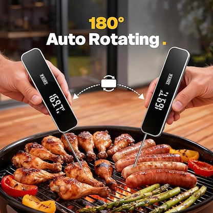 Meat Thermometer Digital, 0.3 Sec Instant Read Food Thermometer for Cooking Kitchen Gadgets, Grilling, BBQ, Air Fryer, Smoker, Candy Essentials Accessories, Gray
