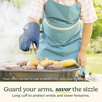 Cuisinart Kitchen Oven Mitts – Heat-Resistant Kitchen Mitts for Oven with Non-Slip Neoprene Palm, Long Cuff, and Cotton Filling – Durable Oven Gloves for Cooking, Baking, & Grilling (Chambray) - Image 4