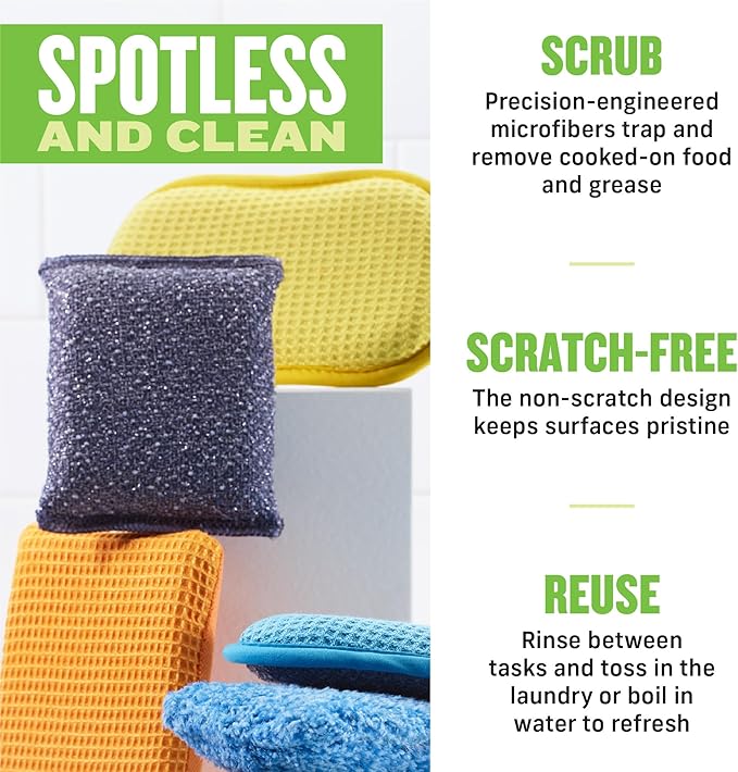 E-Cloth Non-Scratch Scrubbing Pads - Scrubbing Dish Sponges Kitchen Cleaning Kit - Reusable Scrubber Sponges for Dishes and Cleaning - Non-Scratch Scrubbers for Cleaning - 2-Pack - Image 3