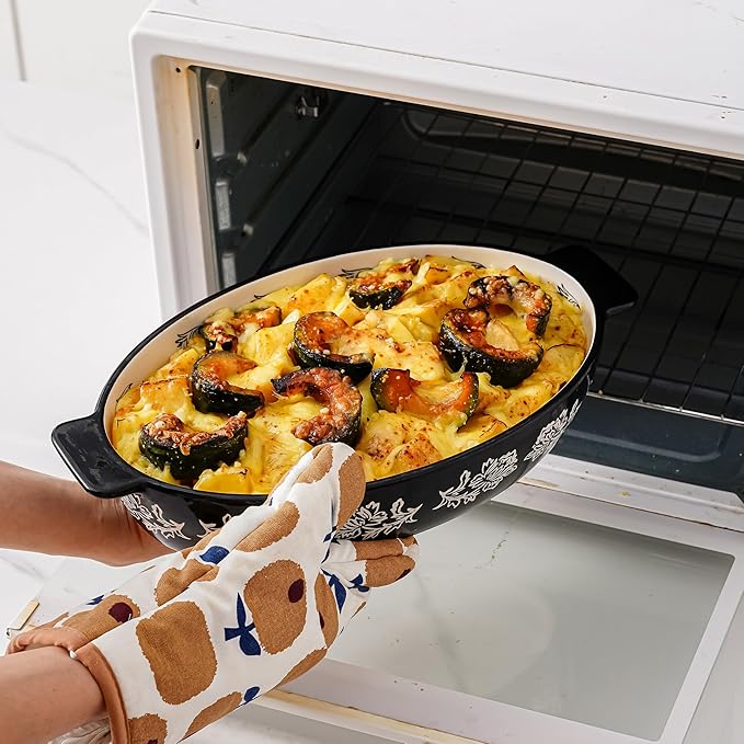 Wisenvoy Casserole Dish Baking Dish Ceramic Au Gratin Baking Dish Lasagna Pan Oval Casserole Dishes for Oven - Image 5