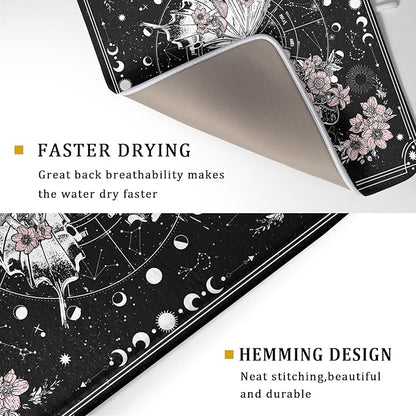 Skeleton Butterfly Dish Drying Mat Black Skull Absorbent Dish Drainer for Kitchen Counter Holiday Decor - Image 3