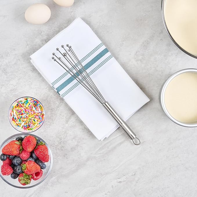 Restaurantware 10.5 in Stainless Steel Ball Whisk - German Standard Egg Beater with Ergonomic Handle, Dishwasher Safe - Manual Mixer Cooking Whisk for Baking, Stirring, Sauces, Beating - Image 9