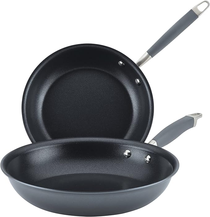 Anolon Advanced Home Hard-Anodized Nonstick Skillets (2 Piece Set- 10.25-Inch & 12.75-Inch, Moonstone) by Anolon
