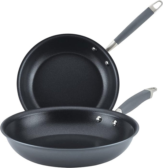 Anolon Advanced Home Hard-Anodized Nonstick Skillets (2 Piece Set- 10.25-Inch & 12.75-Inch, Moonstone) by Anolon