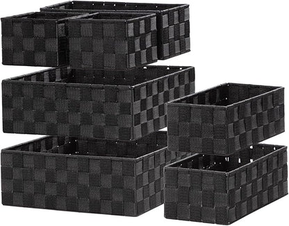 Posprica Small Baskets for Organizing(7 Set) Woven Storage for Shelves, Bathroom, Decorative Closet Organizer, Dresser Bins, Shelf by Posprica