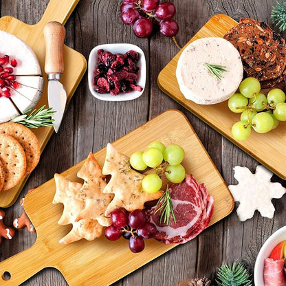 Nuenen 10 Pcs Wood Cutting Board with Handle 15.7 x 7.8 Inch Bamboo Wooden Serving Kitchen Chopping Boards for Pizza, Bread, Cheese, Charcuterie, Fruit, Vegetables(Bamboo) - Image 5