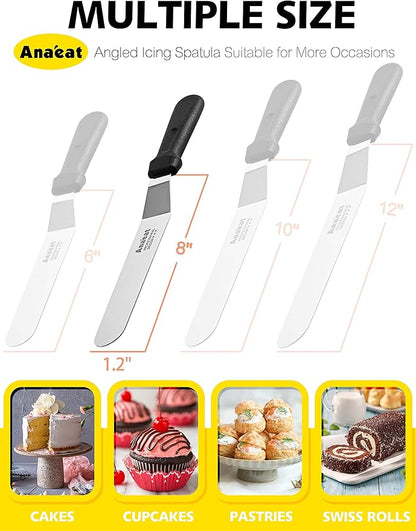 Anaeat Icing Spatula, Professional Cake Angled Offset Spatula with 8" Stainless Steel Blade - Thickened Frosting Knife with Durable Plastic Handle for Cake Decorating, Pastry & Baking - Image 6