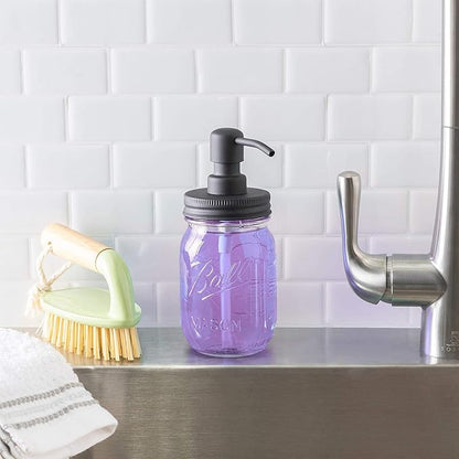 Jarmazing Products Mason Jar Soap Dispenser - Black - with 16 Ounce Ball Mason Jar - Made from Rust Proof Stainless Steel - Two Pack - Image 6