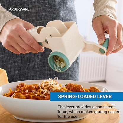 Farberware Professional Rotary Cheese Grater, Durable and Versatile Kitchen Gadget for Effortless Grating, Green