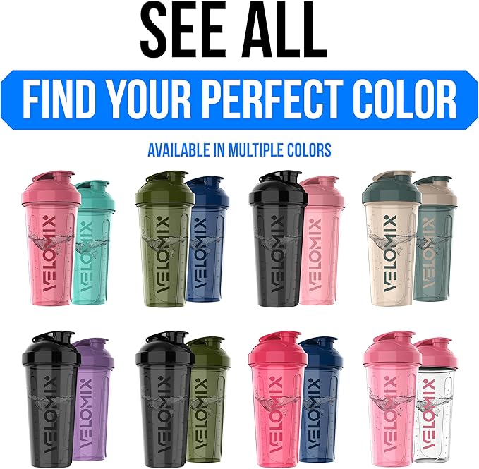 VELOMIX -2 Pack- 28 oz Protein Shaker Bottles for Protein Mixes - 2x Wire Whisk | Leak Proof Shaker Cups for Protein Shakes and Pre Workout | Protein Shaker Bottle Pack (B9) Stand Strong Pack