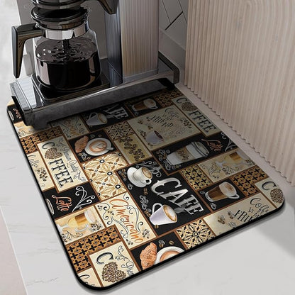 Silicone Flower Dish Drying Mats for Countertop - Super Absorbent Anti-Slip - 24x18in - Perfect Fit for Coffee Maker, Espresso Machine - Decor Gift