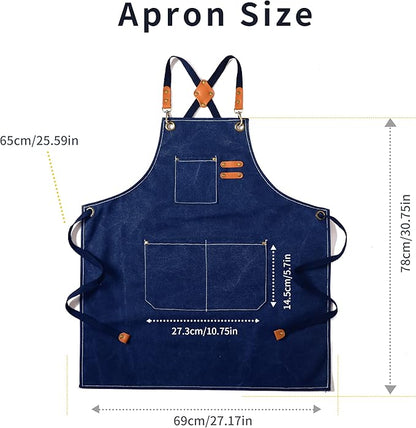 Tosewever Canvas Cross Back Chef Cotton Aprons for Men Women with Large Pockets - Image 6