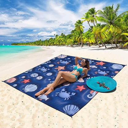 WIWIGO Beach Blanket Waterproof Sandproof Beach Mat 79" X 83"/10'x9'for 2-8 Adults Quick Drying Outdoor Picnic Mat Beach Accessories for Travel, Camping, Hiking - Image 5
