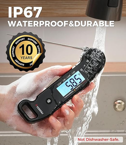 Atogou Meat Thermometer, Professional Food Thermometer, <1 Sec Instant Read, ±0.5℉ Accuracy, Thermocouple Sensor, Waterproof Digital Thermometer for Cooking, BBQ, Grill, Him Dad Birthday Gifts, Black - Image 5