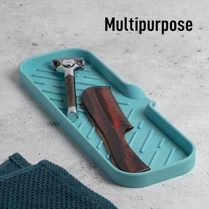Zulay Kitchen Large Silicone Sponge Holder (12x4) – Flexible Sink Organizer Tray for Kitchen & Bathroom – Multipurpose Soap Dish for Sponges, Makeup, Trinkets & More (Aqua Sky) - Image 5