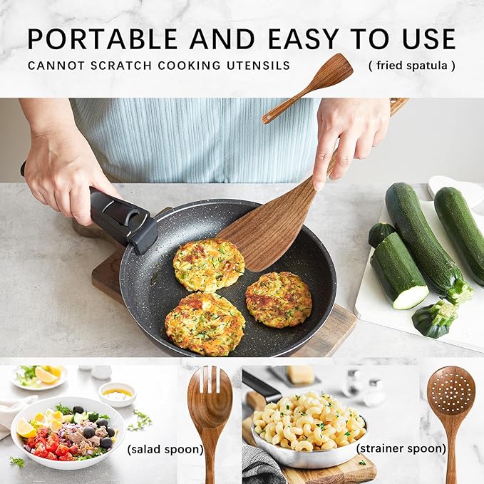 Wooden Spoons for Cooking, Nonstick Cooking Utensil Set with 4 Piece Acacia Wooden Spatulas and Spoons for Cooking, Terrific for Everyday Kitchen Tasks - Image 5