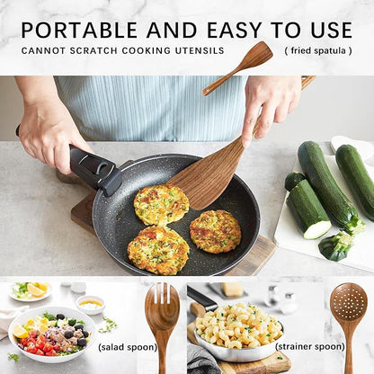 Wooden Spoons for Cooking, Nonstick Cooking Utensil Set with 4 Piece Acacia Wooden Spatulas and Spoons for Cooking, Terrific for Everyday Kitchen Tasks - Image 5