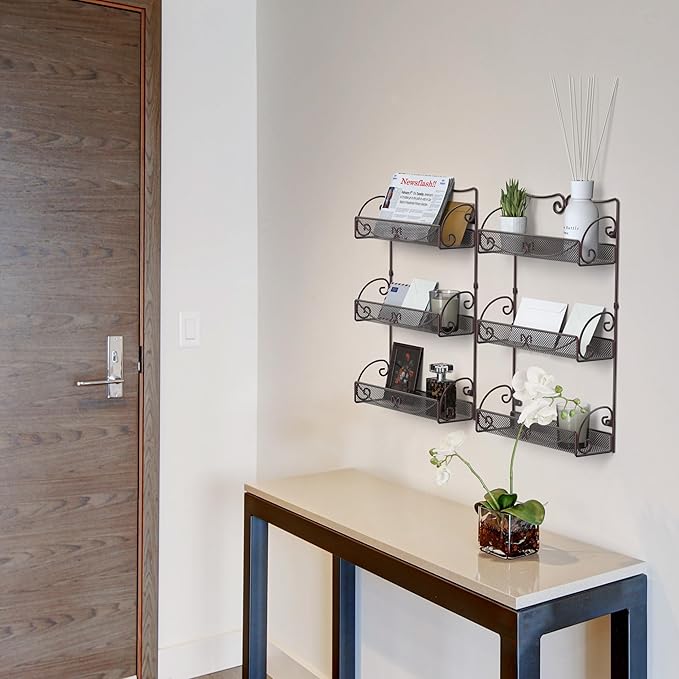 Deco Brothers 3 Tier Wall Mounted Spice Rack, 2 Pack, Bronze - Image 4