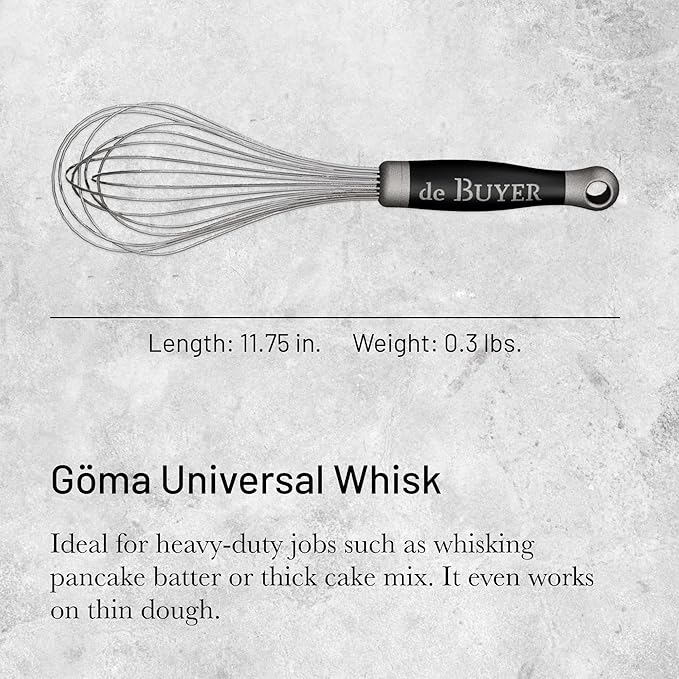 de Buyer GOMA Universal Whisk - 11.75” - Ideal for Commercial & Home Kitchens - Designed for Heavy, Frequent Use - Ergonomic & No-Slip Grip - Dishwasher Safe - Image 2