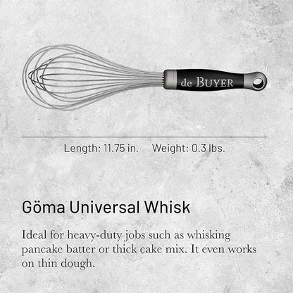 de Buyer GOMA Universal Whisk - 11.75” - Ideal for Commercial & Home Kitchens - Designed for Heavy, Frequent Use - Ergonomic & No-Slip Grip - Dishwasher Safe - Image 2