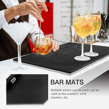 4 Pcs Bar Mats for Countertop 18 x 12 Inch Rubber Silicone Bar Drying Coffee Non Slip Mat for Bartending Home Cocktail Bars Restaurants (Black) - Image 7