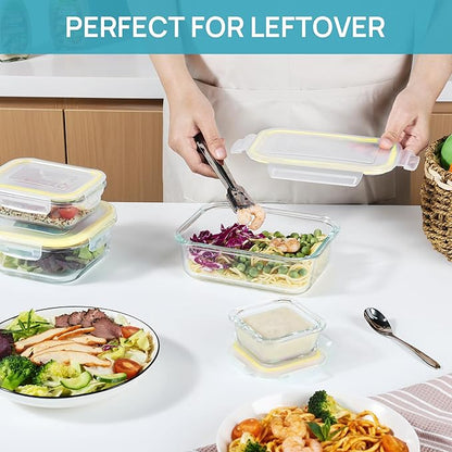 Vtopmart 8 Pack Glass Food Storage Containers with Airtight Lids, Glass Meal Prep Containers, Lunch Office Meal for Microwave, Oven, Freezer and Dishwasher, BPA Free - Image 6