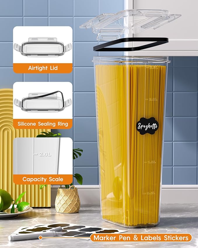 KEMETHY 30 PCS Airtight Food Storage Containers with Lids, Kitchen Pantry Organization and Storage, BPA-Free Plastic Scale Food Canisters for Cereal, Flour, Sugar, Dry Food, Include Labels & Marker - Image 3