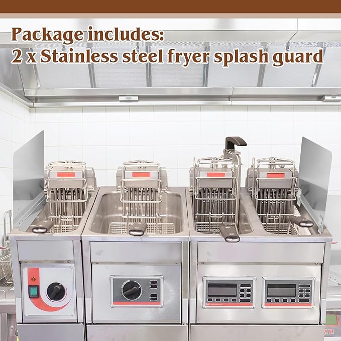Ferraycle 2 Pack 20-1/2" W x 9" H 304 Stainless Steel Fryer Splash Guard for Stove & Kitchen, Oil Splatter Screen Protection, Heavy Duty Grease Barrier for Frying, Grilling, Easy Clean, Universal Fit - Image 4