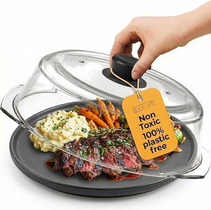 Bezrat Microwave Tall Glass Plate Cover | Splatter Guard Lid with Easy Grip Silicone Handle Knob | 100% Food Grade | BPA Free and Dishwasher Safe | 10 Inch (Black-) by Bezrat