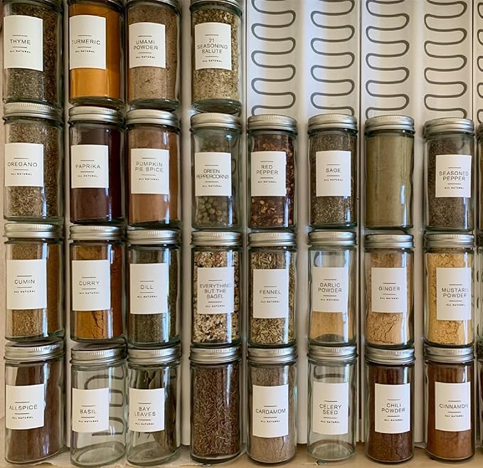 Tebery 12 Pack Round Spice Bottles 3oz Glass Spice Jars with Silver Metal Lids, Shaker Tops, Wide Funnel and Labels - Image 6