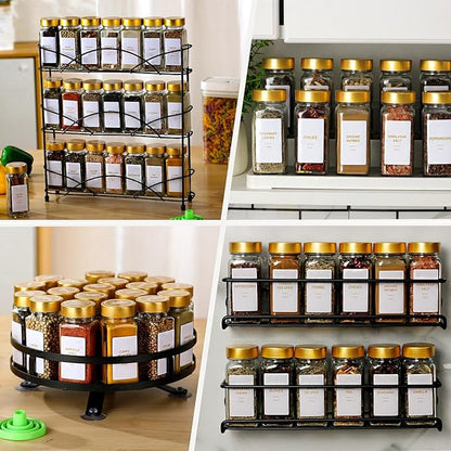 Glass Spice Jars with Label, 48 Pcs Spice Jars with Shaker Lids-4 oz Gold Spice Seasoning Jars Bottles Containers Set for Spice Rack (48) - Image 2