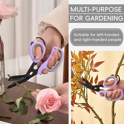 MEUUT All Purpose Scissor –Multi-Purpose Utility Scissors for Kitchen, Crafts, Camping, Emergency & Industrial Use Heavy Duty Stainless Steel with Micro-Serrated Blade & Safety Cover