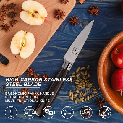 imarku Paring Knife - Paring Knives, 3.5 Inch Small Kitchen Knifes - Japanese High Carbon Stainless Steel Fruit Knife, Ergonomic Pakkawood Handle, Ultra Sharp Blade, Unique Gifts for Men and Women - Image 5