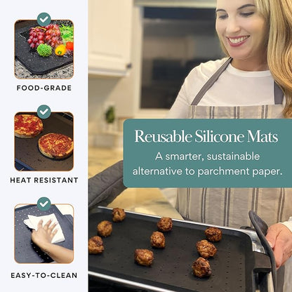 Baking & Splatter Screen for Frying Pan Beckon Ware | USA Brand | 17.5 x 12 Inch, Black, Multi-Use Silicone Baking Rack for Oven, and Stove – Grease Splash Guard, Baking Supplies, Pastry Sheet - Image 5