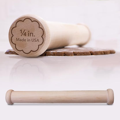 Perfect Cookie Rolling Pin 1/4-in. Fixed Depth Hardwood Made in the USA by Ann Clark by AnnClarkCookieCutters