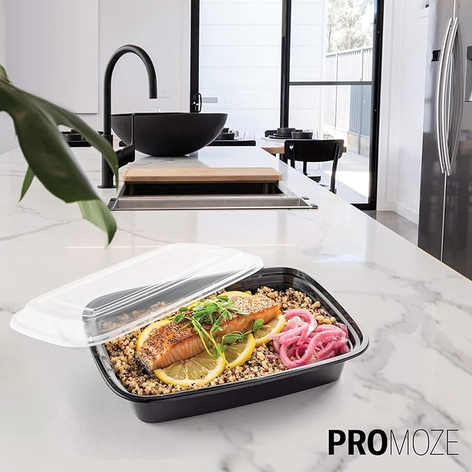 50-Pack Reusable Meal Prep Containers Microwave Safe Food Storage Containers with Lids, 28 oz - 1 Compartment Take Out Disposable Plastic Bento Lunch Box To Go, BPA Free - Dishwasher & Freezer Safe - Image 6