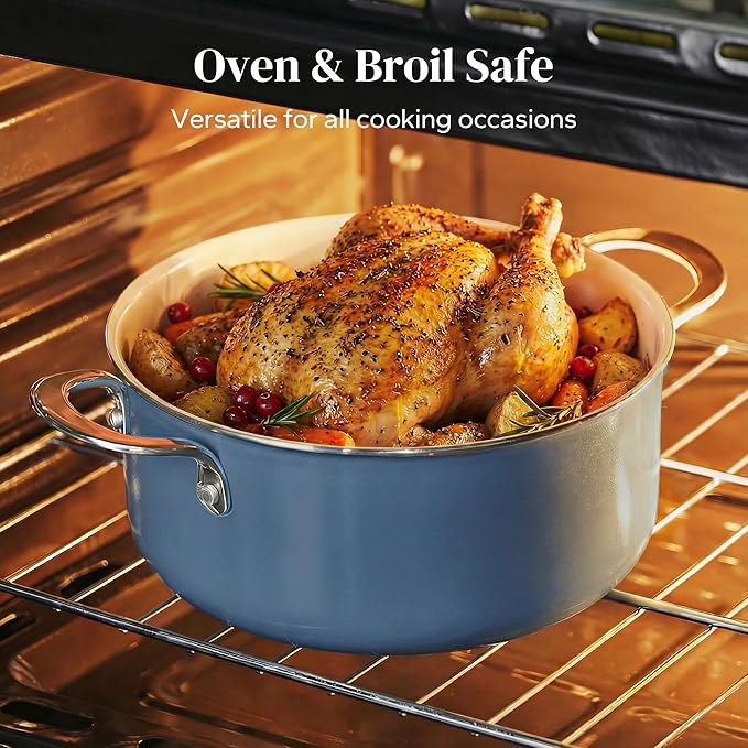 Redchef Non-stick Stock Pots Set 5QT, Sauce Pan with Lids(2.5QT, 3.5QT) Multifunctional Kitchen Cookware Sets, Non Toxic with Stay Cool Handle, PTFE & PFAS & PFOA Free, Dishwasher/Oven Safe (Blue) - Image 6
