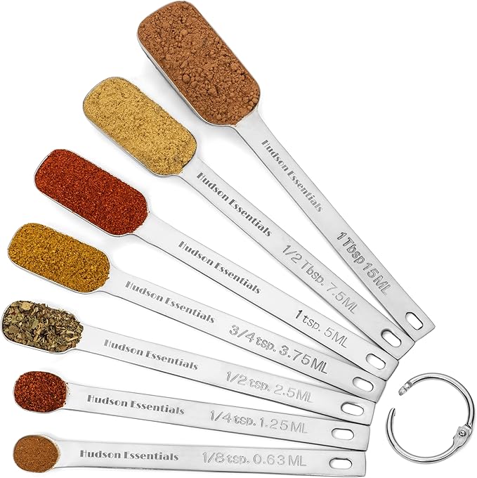 Hudson Essentials Stainless Steel Measuring Spoons Set for Dry or Liquid - Fits in Spice Jars - Set of 7 - Image 7