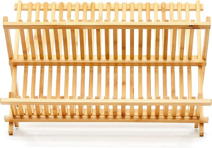 RoyalHouse Premium Natural Bamboo Dish Rack, Collapsible Dish Drainer, Foldable and Compact Dish Drying Rack for Kitchen Counter - Image 7