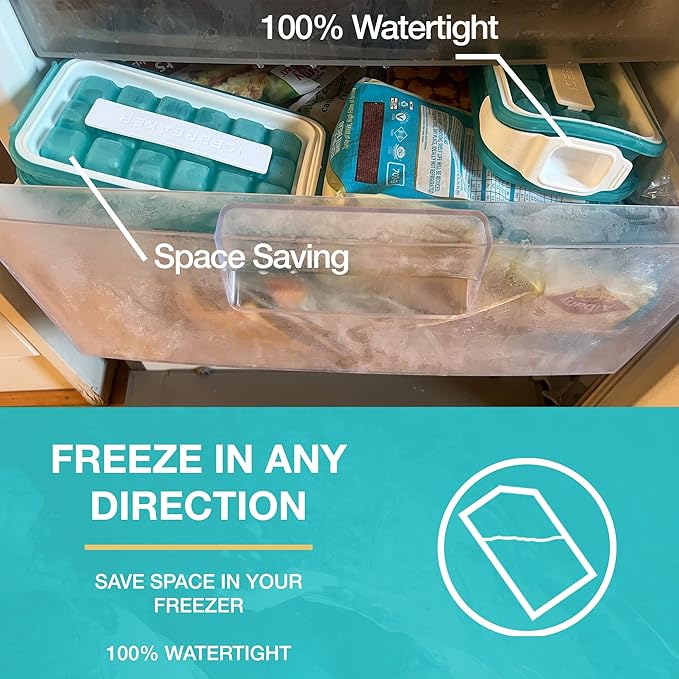 Ice Cube Tray with Lid - NO SPILL Innovative Patented Ice Tray for Freezer - NO TOUCH Silicone Ice Cube Tray for Freezer - This Ice Maker Makes 18 Cubes/Serv and 54/Day - Ice Cube Mold by ICEBREAKER - Image 4