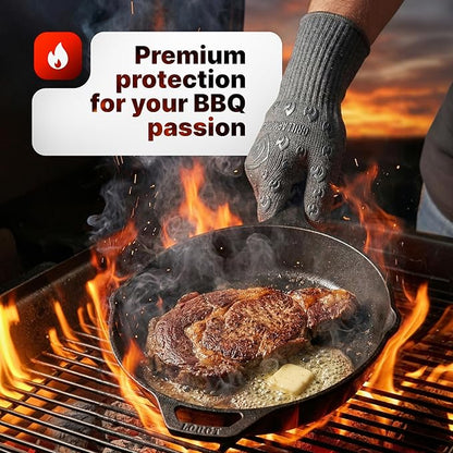 Oven Gloves with Fingers - 932°F Extreme Heat Proof and Cut Resistant Mitts for Kitchen, BBQ, Grill, Baking, Fire Pit - EN407 Certified with Non-Slip Silicone Grip and Cotton Lined for Comfort - Image 7