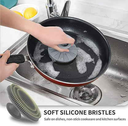 Silicone Sponge, BEAUTAIL Non-Scratch Scrub Sponges for Washing Dishes, Kitchen Fruit Vegetable Cleaning Brush, Long Lasting and Reusable Dishwashing Scrubber, Suction Up Hang Designed, 1 Pack, Gray - Image 3