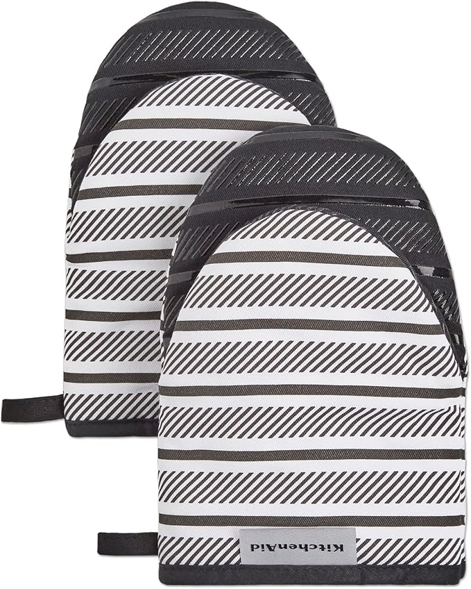 KITCHENAID Albany Mini Oven Mitt 2-Pack Set, Matte Black, 5.5"x8" by KitchenAid