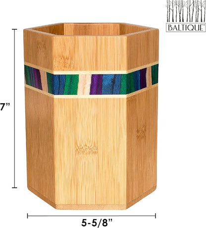 Totally Bamboo Baltique Mumbai Collection Kitchen Utensil Holder, Large Cooking Utensil Crock for Countertop