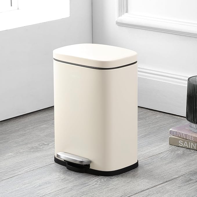 happimess HPM1006F Connor Rectangular 13-Gallon Trash Can with Soft-Close Lid and Free Mini Trash Can, Fingerprint Resistant, Modern, Minimalistic for Home, Kitchen, Office, Bathroom, Limestone Beige - Image 7