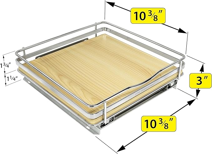 LYNK PROFESSIONAL® Élite™ Pull Out Spice Organization for Cabinets - 10-3/8 inch Wide – Spice Rack for Inside Cabinets – Wood/Chrome - Sliding Spice Rack Organizer for cabinet – Spice Rack - 1 Tier - Image 5