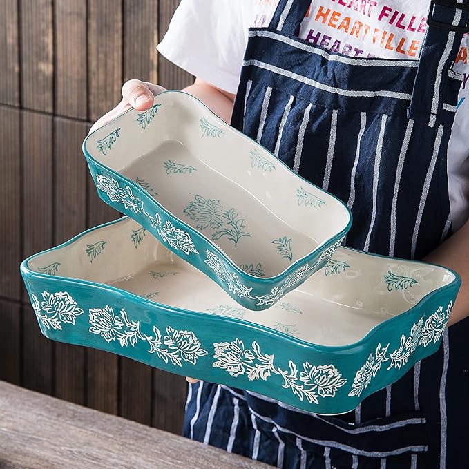 Baking Dish Casserole Dish Ceramic Lasagna Pan 2-Pcs Bakeware Sets Baking Dishes Baking Set Baking Dish Set - Image 5