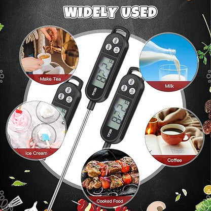 Copkim 6 Pcs Instant Read Meat Thermometer with Long Probe 9.65 Inch Kitchen Cooking Food Candy Waterproof Digital Thermometer for BBQ Water Milk Yogurt Liquid Cooking(Black) - Image 6