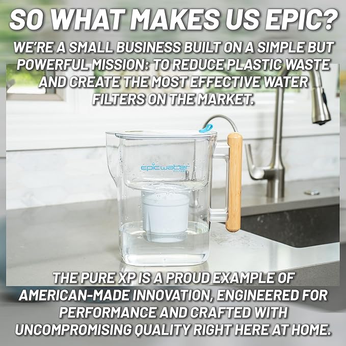 Epic Water Filters Pure REPLACEMENT Compatible with Epic Pure Water Pitcher/Removes Fluoride, Lead, Forever Chemicals, Heavy Metals, Industrial Pollutants/Filters 100 Gallons (3, Pure Standard 3 Pack)